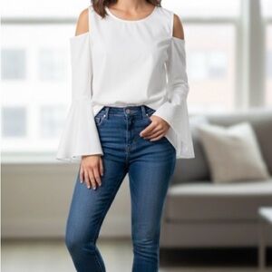 Saks Fifth Avenue White Cold Shoulder Top